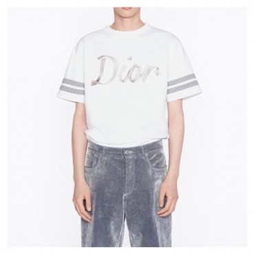 디올 남성 화이트 크루넥 반팔티 - Mens White Tshirts 