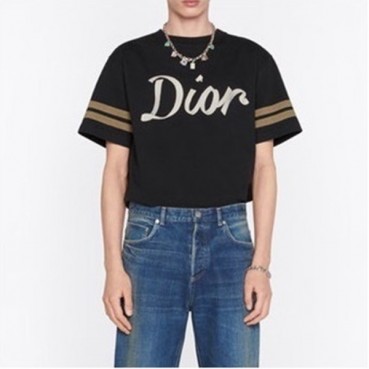 디올 남성 블랙 크루넥 반팔티 - Mens Black Tshirts 