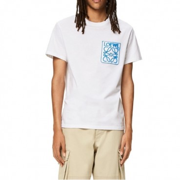 로에베 남성 이니셜 화이트 반팔티 - Mens White Tshirts 