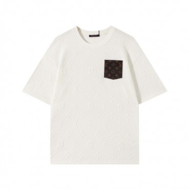 루이비통 남성 화이트 크루넥 반팔티 - Mens White Tshirts 