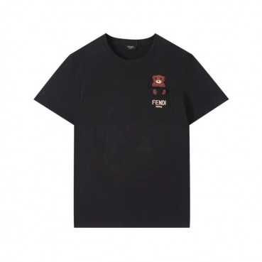 펜디 남성 블랙 크루넥 반팔티 - Mens Black Tshirts 
