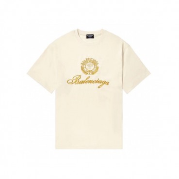발렌시아가 남성 크루넥 아이보리 반팔티 - Mens Ivory Tshirts 
