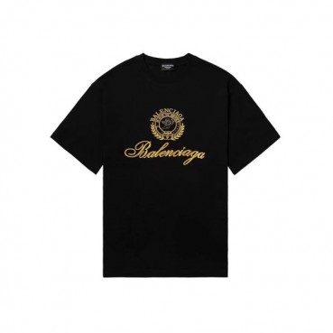 발렌시아가 남성 크루넥 블랙 반팔티 - Mens Black Tshirts 