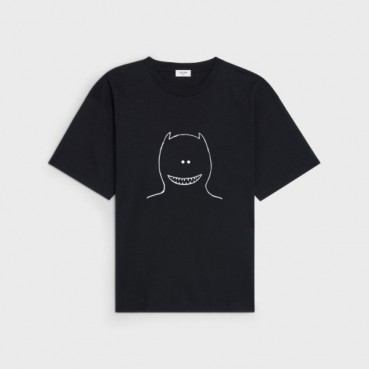 셀린느 남성 크루넥 블랙 반팔티 - Mens Black Tshirts 