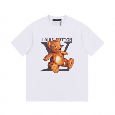 루이비통 남/녀 화이트 크루넥 반팔티 - Unisex White Tshirts 