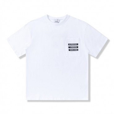 버버리 남성 화이트 크루넥 반팔티 - Mens White Tshirts 