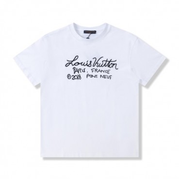 루이비통 남/녀 화이트 크루넥 반팔티 - Unisex White Tshirts 