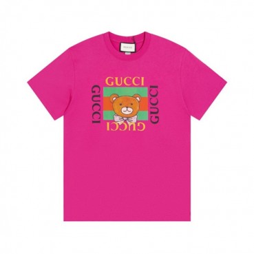 구찌 남/녀 핑크 크루넥 반팔티 - Unisex Pink Tshirts 