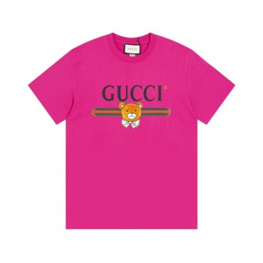 구찌 남/녀 핑크 크루넥 반팔티 - Unisex Pink Tshirts 