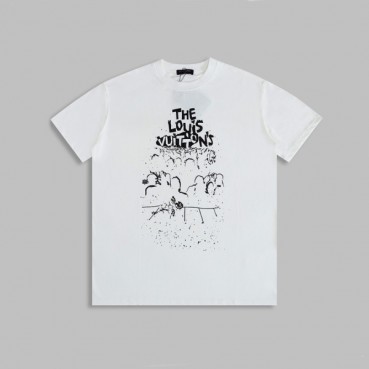 루이비통 남/녀 화이트 크루넥 반팔티 - Unisex White Tshirts 