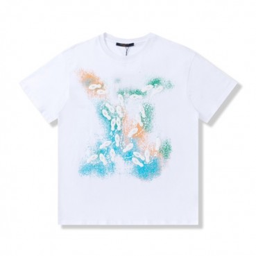 루이비통 남/녀 화이트 크루넥 반팔티 - Unisex White Tshirts 