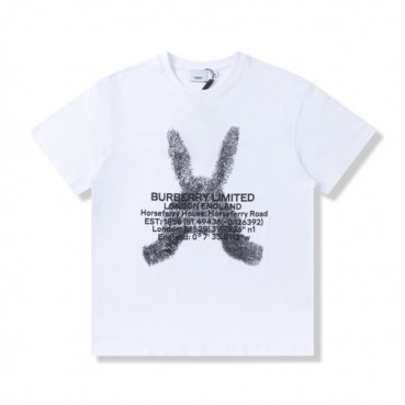 버버리 남성 화이트 크루넥 반팔티 - Mens White Tshirts 