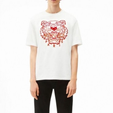 겐조 남/녀 화이트 크루넥 반팔티 - Unisex White Tshirts 