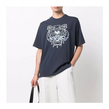 겐조 남성 네이비 크루넥 반팔티 - Mens Navy Tshirts 