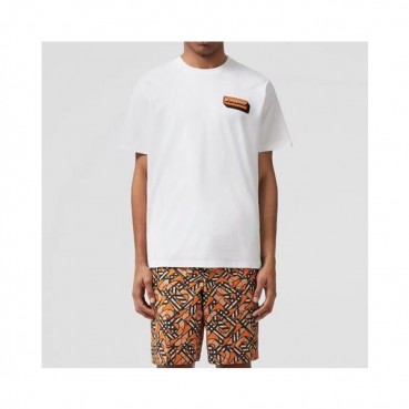 버버리 남성 화이트 크루넥 반팔티 - Mens White Tshirts 
