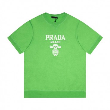 프라다 남성 크루넥 그린 반팔티 - Mens Green Tshirts 