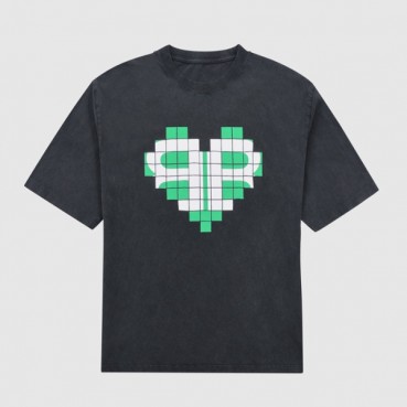 발렌시아가 남성 크루넥 블랙 반팔티 - Mens Black Tshirts 
