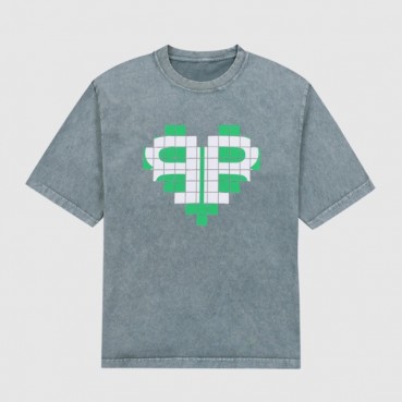 발렌시아가 남성 크루넥 그레이 반팔티 - Mens Gray Tshirts 