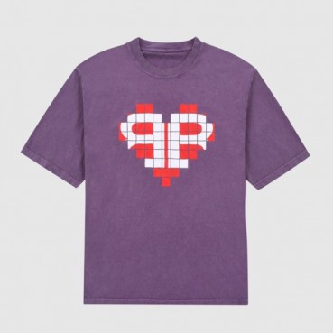 발렌시아가 남성 크루넥 퍼플 반팔티 - Mens Purple Tshirts 