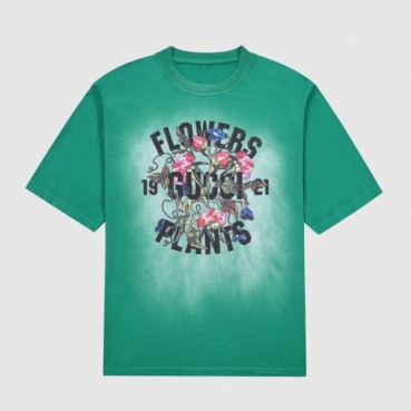 구찌 남성 그린 크루넥 반팔티 - Mens Green Tshirts 