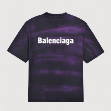 발렌시아가 남성 크루넥 퍼플 반팔티 - Mens Purple Tshirts 