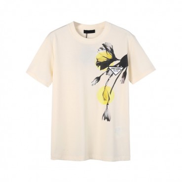 프라다 남성 크루넥 아이보리 반팔티 - Mens Ivory Tshirts 