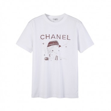 샤넬 남/녀 크루넥 화이트 반팔티 - Unisex White Tshirts 