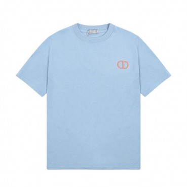 디올 남성 블루 크루넥 반팔티 - Mens Blue Tshirts 