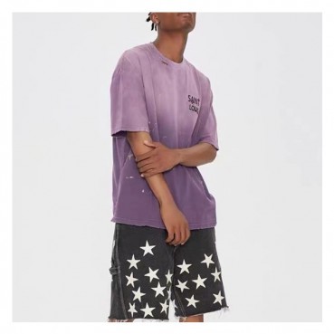 루이비통 남성 퍼플 크루넥 반팔티 - Mens Purple Tshirts 