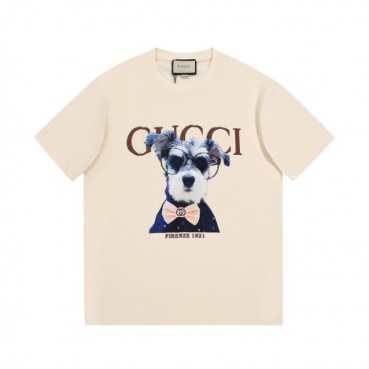 구찌 남성 아이보리 크루넥 반팔티 - Mens Ivory Tshirts 
