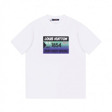 루이비통 남성 화이트 크루넥 반팔티 - Mens White Tshirts 