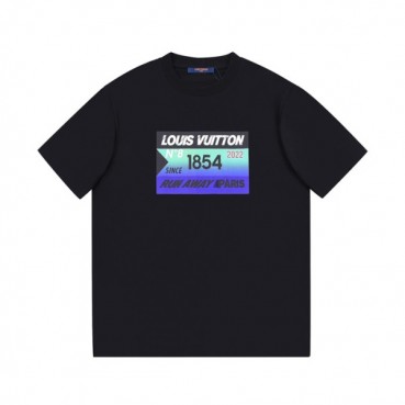 루이비통 남성 블랙 크루넥 반팔티 - Mens Black Tshirts 