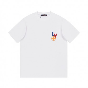루이비통 남성 화이트 크루넥 반팔티 - Mens White Tshirts 