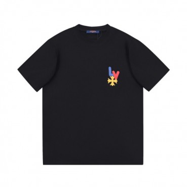 루이비통 남성 블랙 크루넥 반팔티 - Mens Black Tshirts 