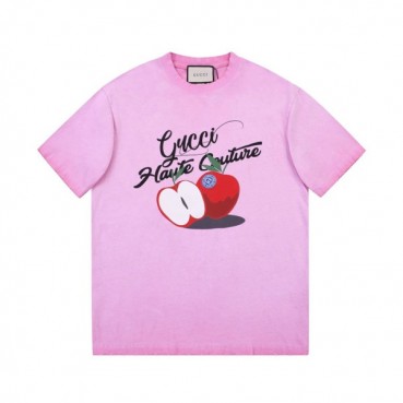구찌 남성 핑크 크루넥 반팔티 - Mens Pink Tshirts 
