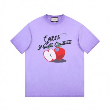 구찌 남성 퍼플 크루넥 반팔티 - Mens Purple Tshirts 