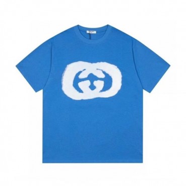 구찌 남성 블루 크루넥 반팔티 - Mens Blue Tshirts 