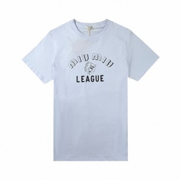 미우미우 여성 크루넥 블루 반팔티 - Ladys Blue Tshirts 