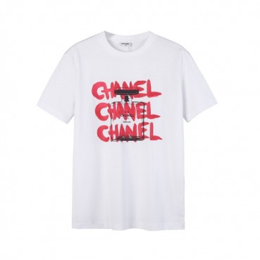 샤넬 남/녀 크루넥 화이트 반팔티 - Unisex White Tshirts 