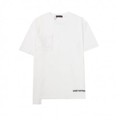 루이비통 남성 화이트 크루넥 반팔티 - Mens White Tshirts 