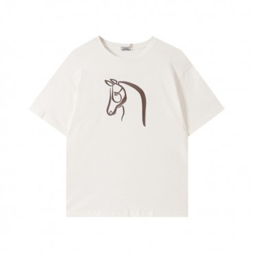 에르메스 남자 화이트 크루넥 반팔티 - Mens White Tshirts 