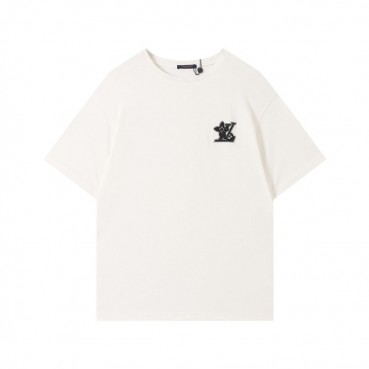 루이비통 남성 화이트 크루넥 반팔티 - Mens White Tshirts 