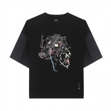 펜디 남성 블랙 크루넥 반팔티 - Mens Black Tshirts 