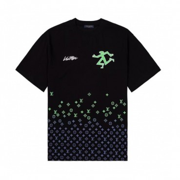 루이비통 남성 블랙 크루넥 반팔티 - Mens Black Tshirts 