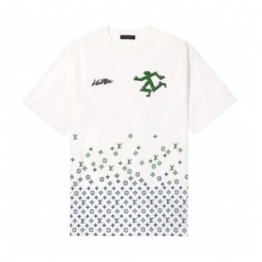 루이비통 남성 화이트 크루넥 반팔티 - Mens White Tshirts 