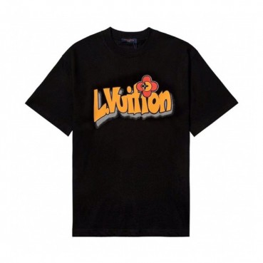 루이비통 남성 블랙 크루넥 반팔티 - Mens Black Tshirts 