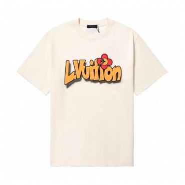 루이비통 남성 아이보리 크루넥 반팔티 - Mens Ivory Tshirts 