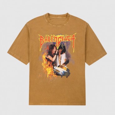 발렌시아가 남성 카멜 크루넥 반팔티 - Mens Camel Tshirts 