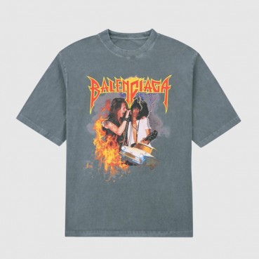 발렌시아가 남성 그레이 크루넥 반팔티 - Mens Gray Tshirts 