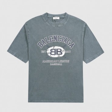 발렌시아가 남성 그레이 크루넥 반팔티 - Mens Gray Tshirts 